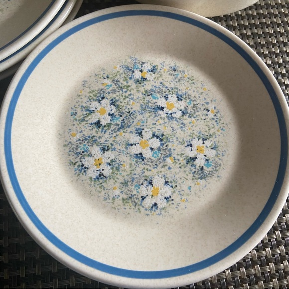 Vintage Lenox 7 pieces Temperware Dew Drops Bright Blue with white flowers - Picture 5 of 6